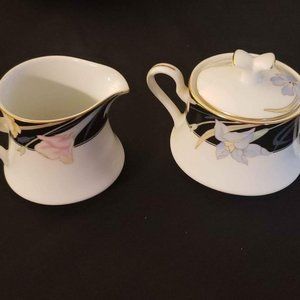 Discontinued Mikasa Black Charisma Cream and Sugar